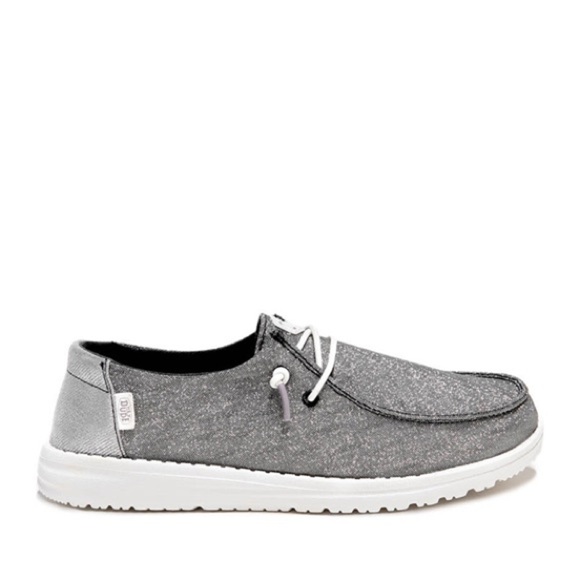 Hey Dude Other - Hey Dude Wendy Metallic Charcoal Grey Youth Size 2 Lace Up Moccasin New